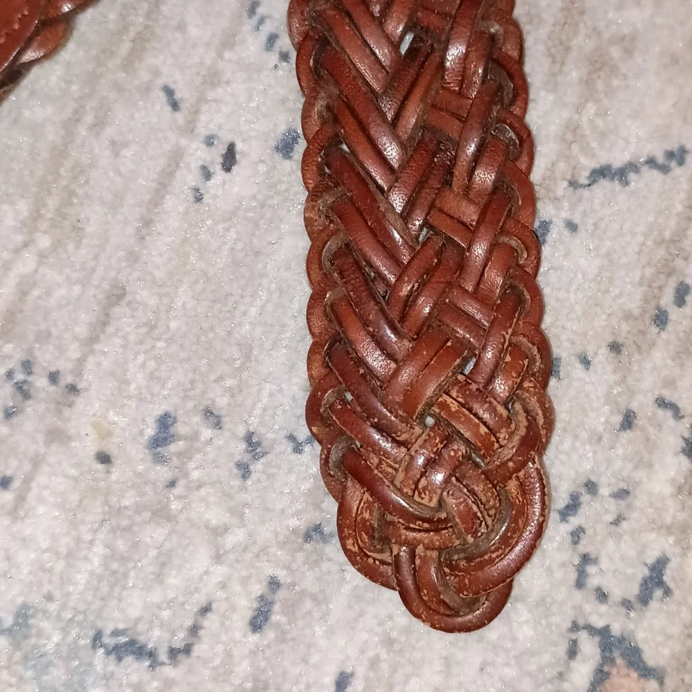 Fossil Vintage Brown leather woven women's belt Size Small